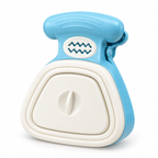 A blue and off-white collapsible silicone bottle clip or bottle stopper accessory, shown on a clean white background.