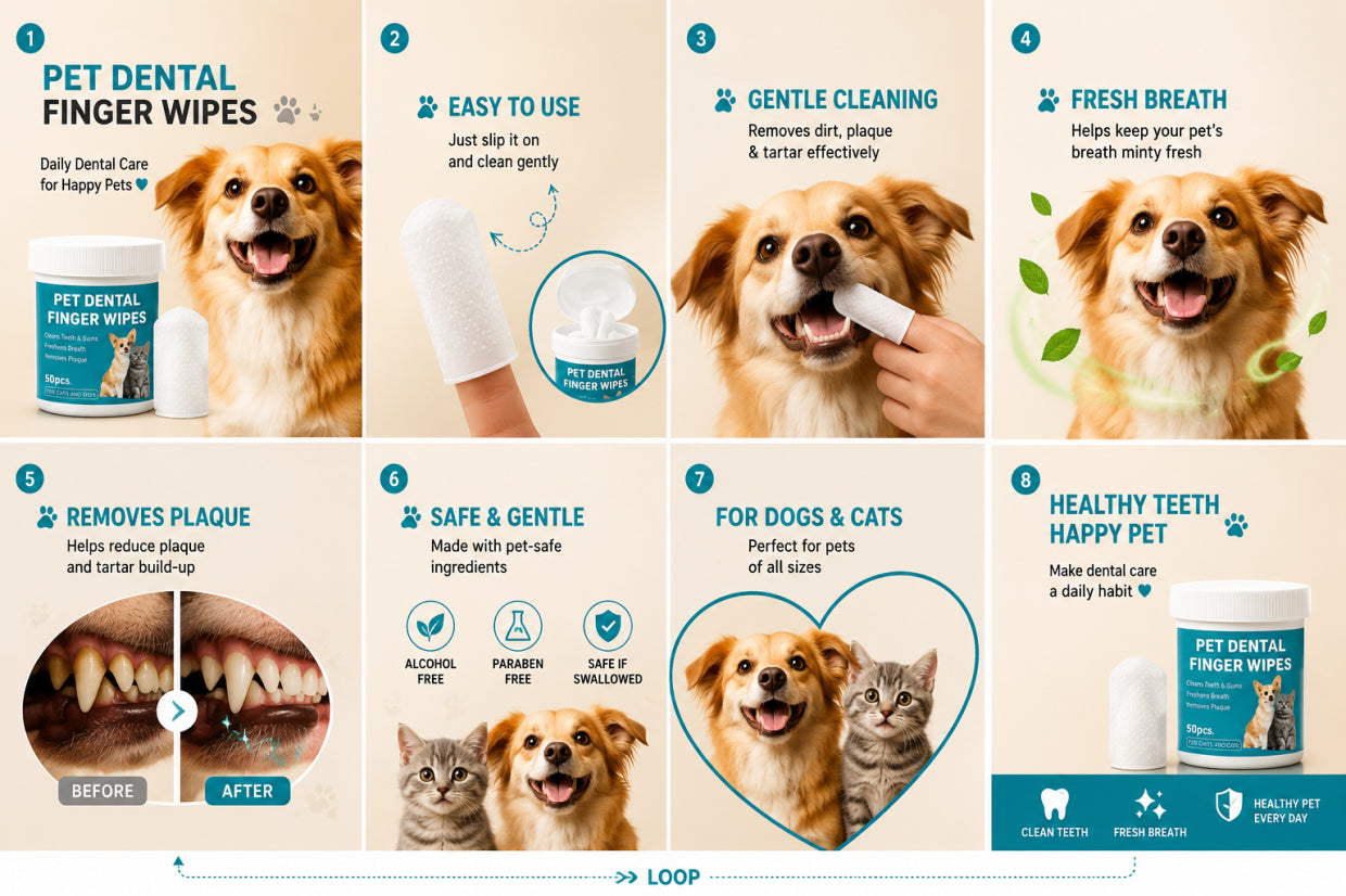 Dental Care Disposable Finger Pads for dogs, cats – Alternative to a toothbrush – 50 pieces